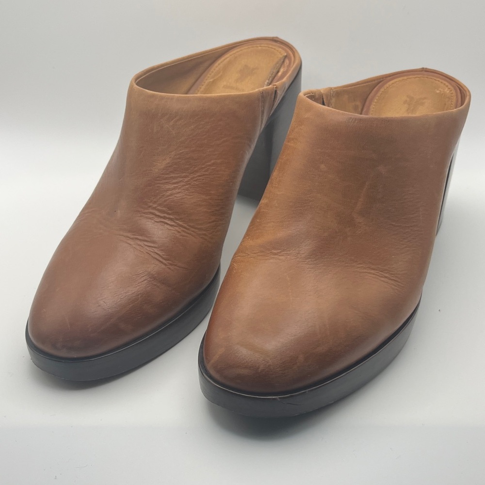 Frye Brown Leather Mules